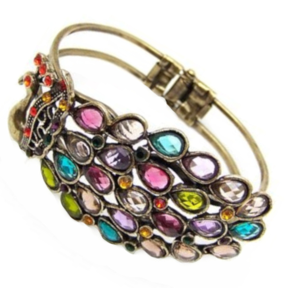 Rainbow Peacock Bangle Bracelet Jewelry 458-BB - Picture 3 of 8